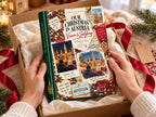 Photo book Christmas gift: Our Christmas in Austria couples photo book unboxed with red ribbon