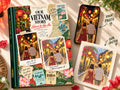 Travel photo book Vietnam: Our Vietnam Story cover with a Hoi An lantern street phone photo next to its colored-pencil sketch