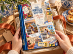 Couples photo book gift: Our Portugal Road Trip photo book unboxed with pastéis de nata and orange ribbon