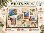 What's inside: photos, illustrations, notes, maps, stamps and personal details